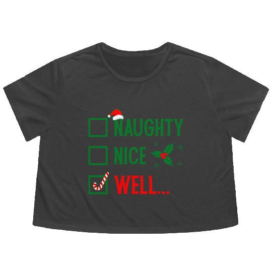 Naughty or Nice Funny Christmas Flowy Cropped Tees
