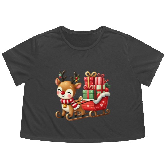 Merry christmas, Christmas Retro Flowy Cropped Tees