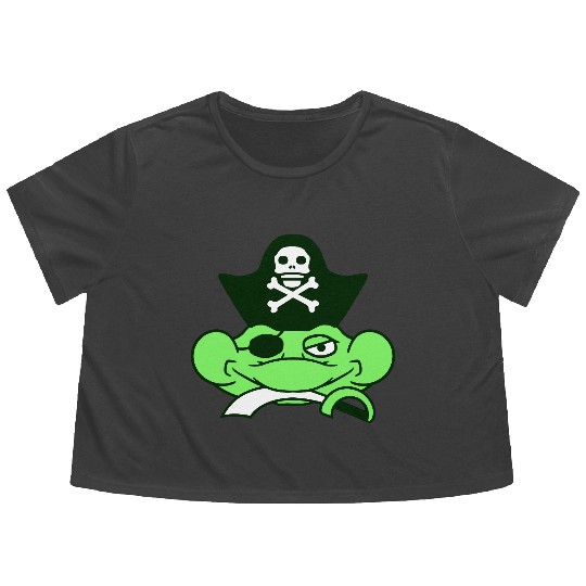 Frog Captain Hat Toad Funny Cool Comic Cartoon Fun Flowy Cropped Tees