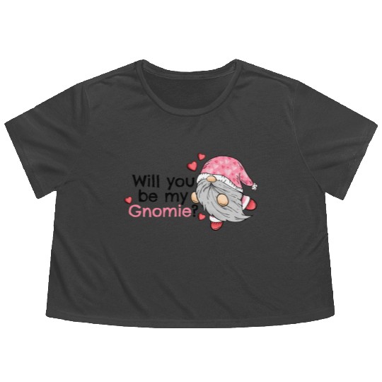Gnomes Valentines Revelin, Valentines Retro Flowy Cropped Tees