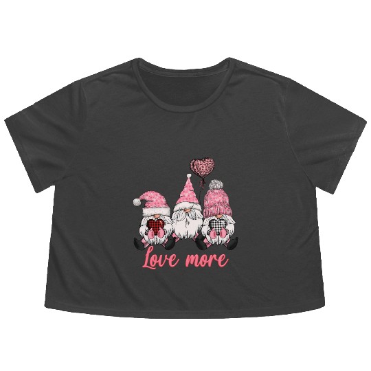 Gnomes Valentines Revelin Flowy Cropped Tees