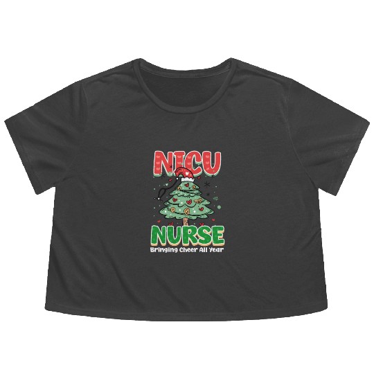NICU Christmas NICU Nurse, Bringing Cheer All Year Flowy Cropped Tees