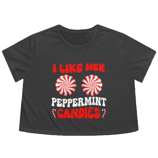 I Like Her Peppermint Candies Couples Christmas Flowy Cropped Tees