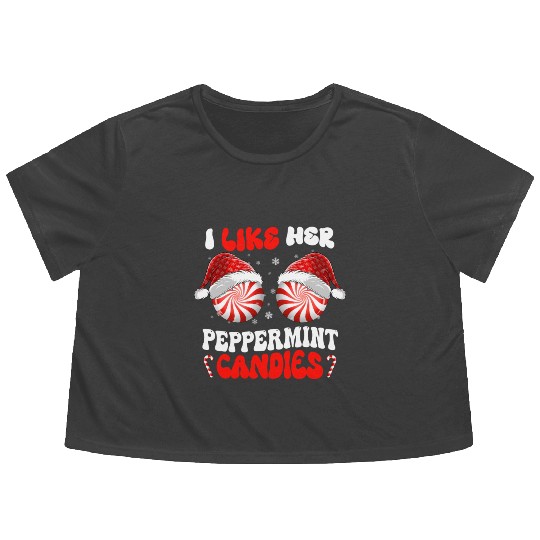 I Like Her Peppermint Candies Couples Christmas Flowy Cropped Tees