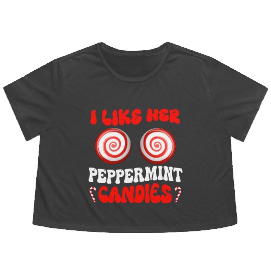 I Like Her Peppermint Candies Couples Christmas Flowy Cropped Tees