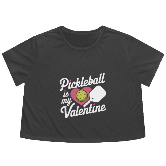 Valentines Day Pickleball Paddle Ball Heart Cute Flowy Cropped Tees