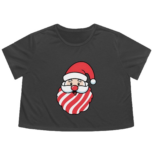 CandyClaus Candy Cane Santa Claus Christmas Flowy Cropped Tees