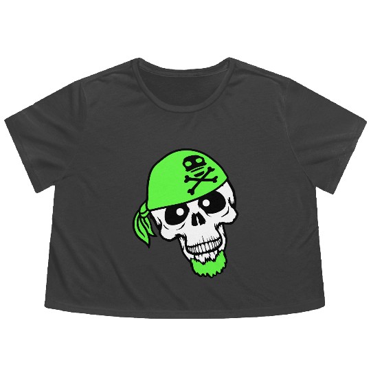 Pirate Hat Skull Skeleton Halloween Head Scarf Fun Flowy Cropped Tees