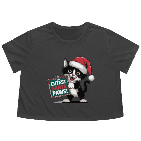 Cutest Santa Paws Flowy Cropped Tees