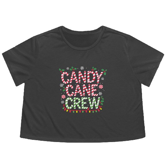 Candy Cane Crew Funny Christmas Candy Cane Lover Flowy Cropped Tees