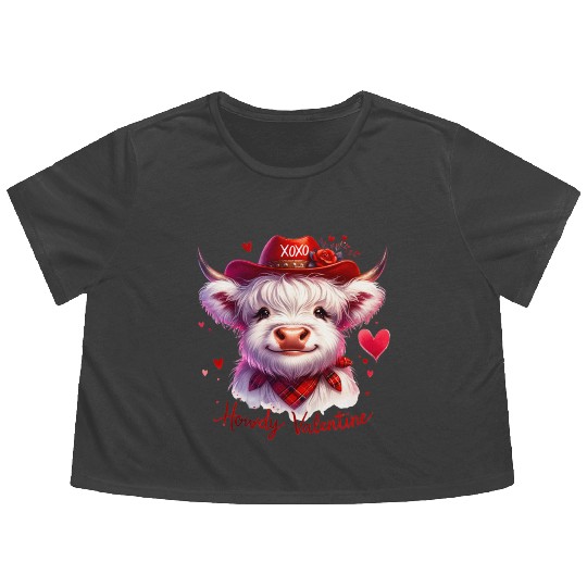 Howdy Valentine, Valentines Day Flowy Cropped Tees
