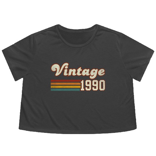 35th Birthday Gift - Vintage 1990 Flowy Cropped Tees
