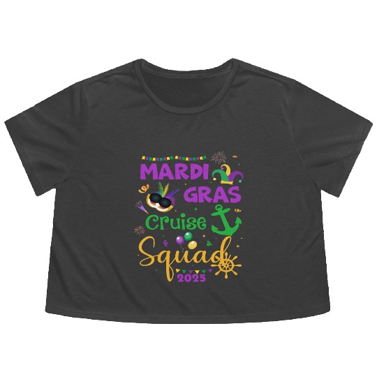 Mardi Gras Cruise Squad 2025 Flowy Cropped Tees
