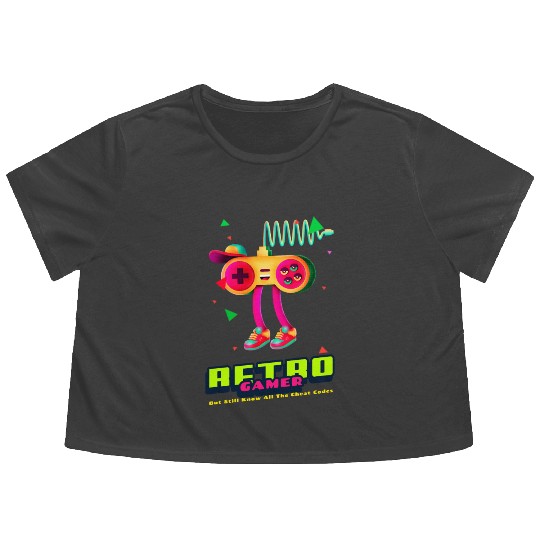 Retro Gamer But still know all the cheat codes Flowy Cropped Tees