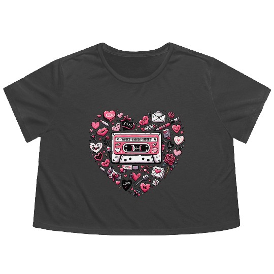 Valentines, Valentines Day, Retro Valentine Flowy Cropped Tees