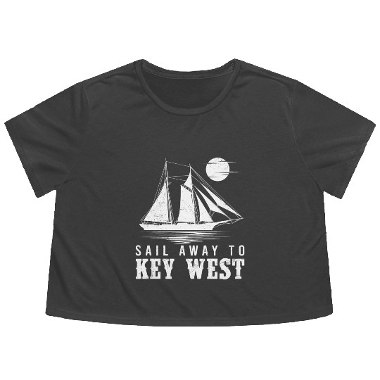 Florida SAIL AWAY TO KEY-WEST Florida Keys Flowy Cropped Tees