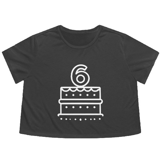 Children 6th Birthday cake Kid Vector path18 Flowy Cropped Tees