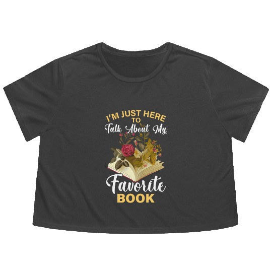 Bookworm Reading Books Design for a Book Lover Flowy Cropped Tees