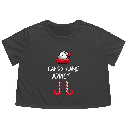 Candy Cane Addict Funny Christmas Flowy Cropped Tees