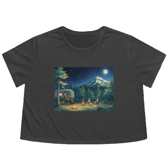 Digital nature bad painting Flowy Cropped Tees