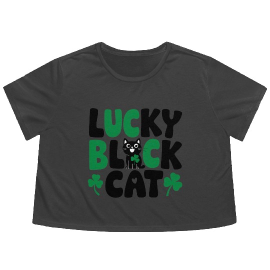 Black Cat Lover Designs Flowy Cropped Tees