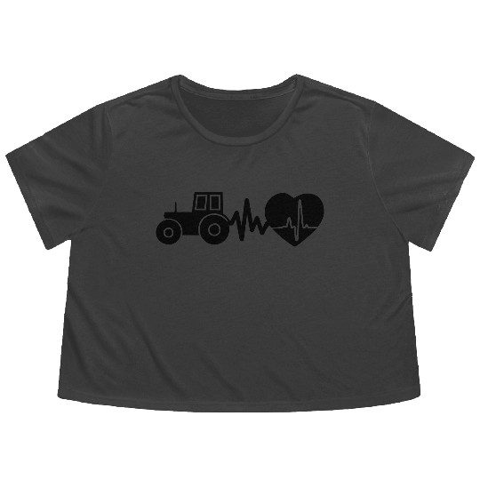 Agriculture is life Heartbeat for farmers Flowy Cropped Tees