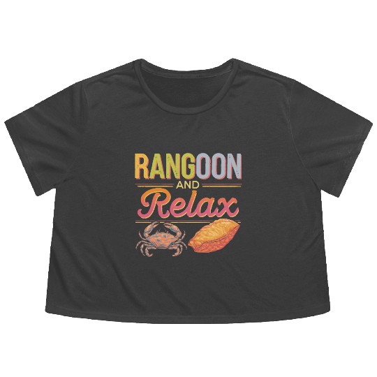 Crab Rangoon Lover American Chinese Sea Food Flowy Cropped Tees
