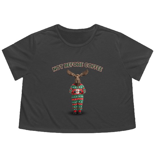 Morning Moose Christmas Flowy Cropped Tees