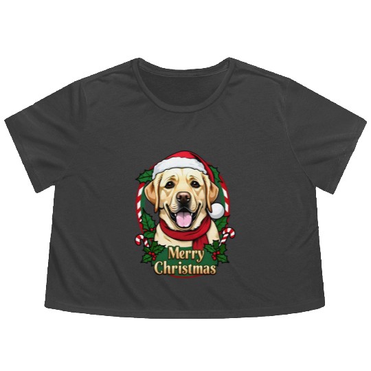 Festive Labrador Christmas Design Flowy Cropped Tees