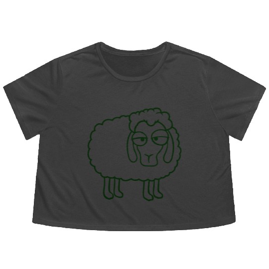 Sheep Tired Bored Look Little Sweet Lamb Bad Mood Flowy Cropped Tees