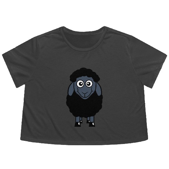 Black Sheep Small Cute Funny Lamb Cool Comic Sweet Flowy Cropped Tees
