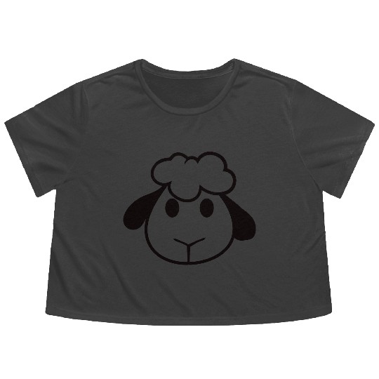 Sheep Face Head Cute Sweet Lamb Cool Comic Baby Flowy Cropped Tees