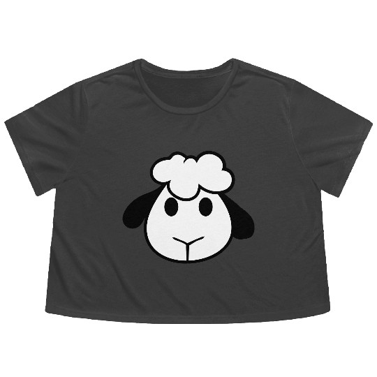 Sheep Face Head Cute Small Baby Lamb Sweet Comic Flowy Cropped Tees