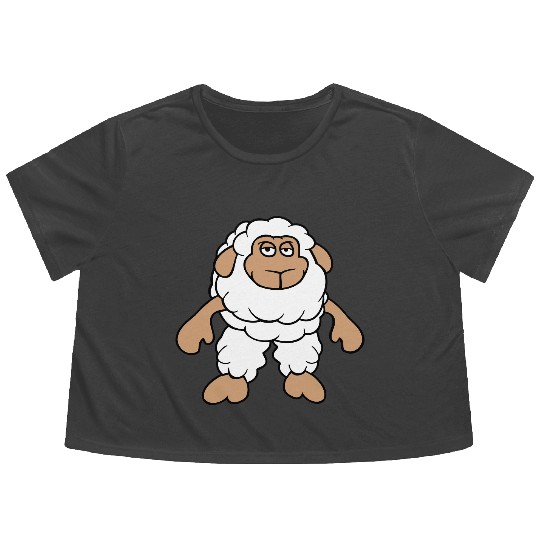 Sheep Standing Cool Bored Tired Cartoon Comic Cute Flowy Cropped Tees