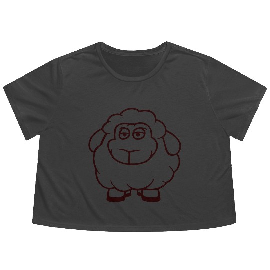 Sheep Baby Standing Bored Tired Cartoon Comic Cool Flowy Cropped Tees