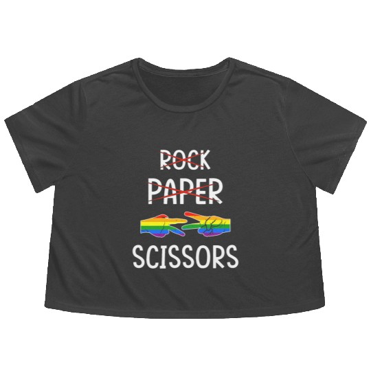 LGBTQ Lesbian Rock Paper Scissors Flowy Cropped Tees