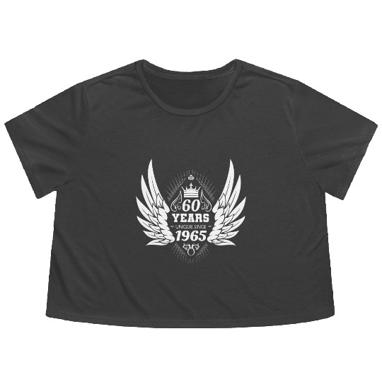 60 Years Unique Angel Wings Crown Flowy Cropped Tees