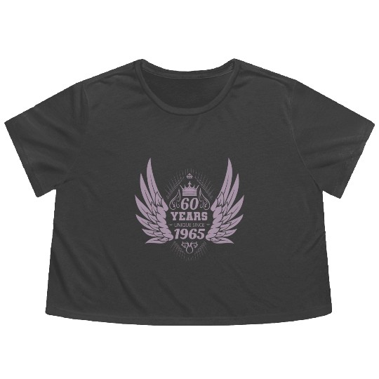 60 Years Unique Angel Wings Crown Flowy Cropped Tees