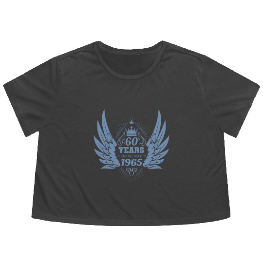 60 Years Unique Angel Wings Crown Flowy Cropped Tees