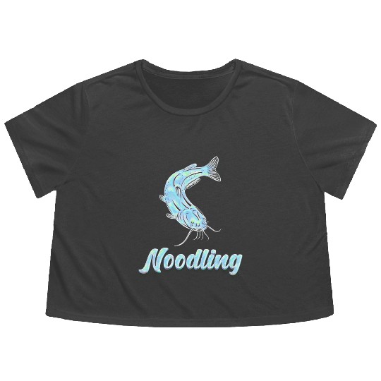 Catfish Fishing Waller Fish Noodler Flathead Flowy Cropped Tees
