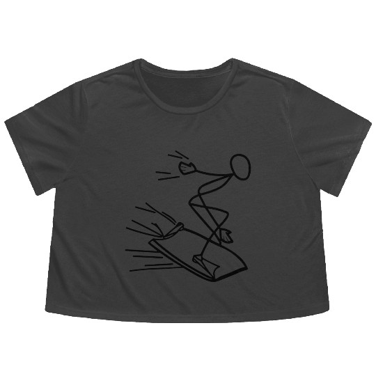 Surfer Bodyboarding on Bodyboard Flowy Cropped Tees