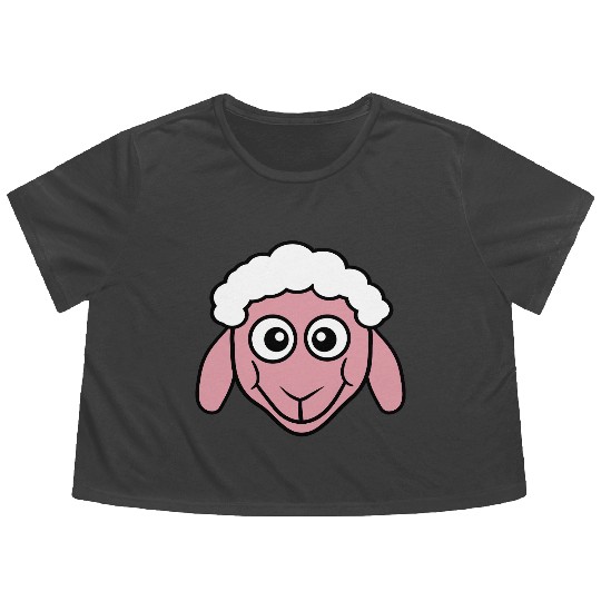Sheep Face Head Cute Small Baby Lamb Sweet Comic Flowy Cropped Tees