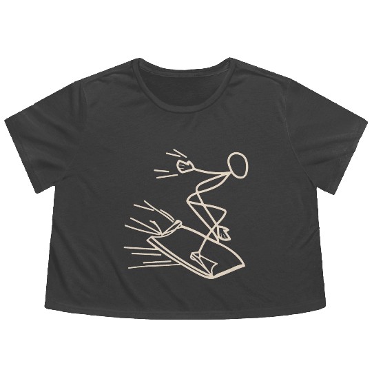 Surfer Bodyboarding on Bodyboard Flowy Cropped Tees