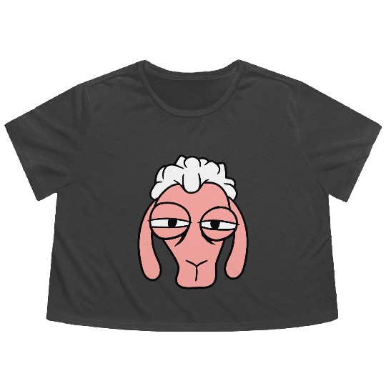 Sheep Skeptical Critical Look Face Head Cool Angry Flowy Cropped Tees