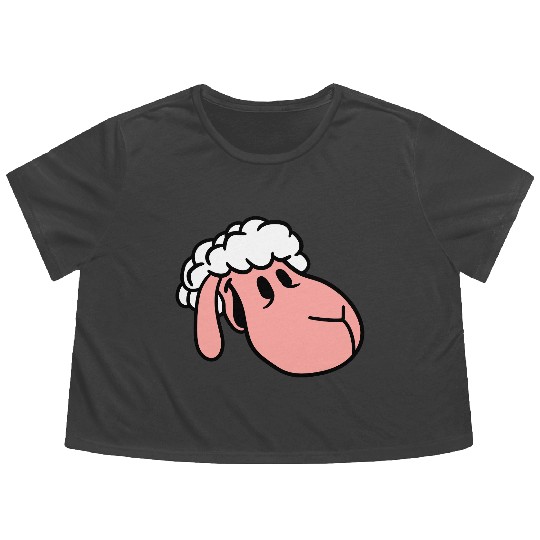Sheep Face Head Cute Sweet Little Lamb Cool Comic Flowy Cropped Tees