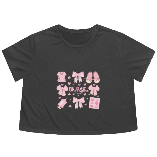 Pink Valentine Nurse Png, Valentine Nurse Coquette Flowy Cropped Tees