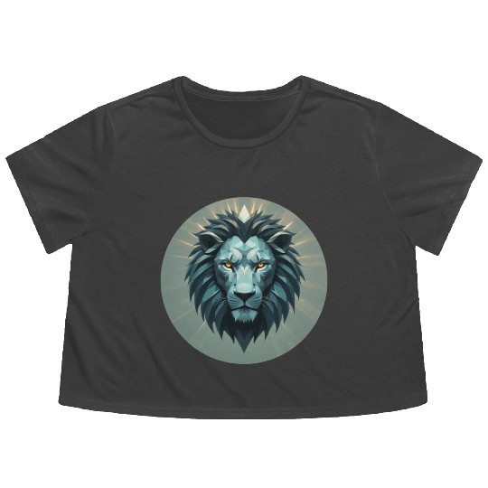 Geometric Power Lion Flowy Cropped Tees