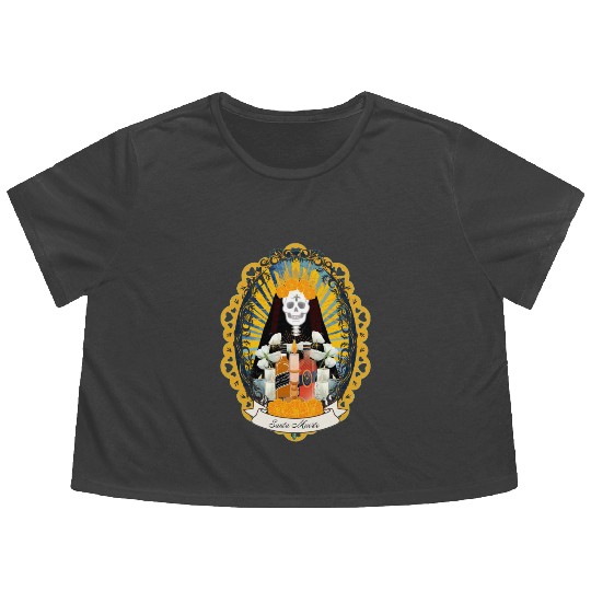 Regal Santa Muerte Flowy Cropped Tees