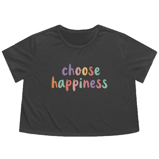 Choose Happiness Retro Colorful Pastel Kids Flowy Cropped Tees