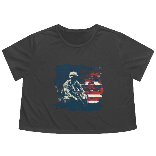 US Memorial Day Flowy Cropped Tees